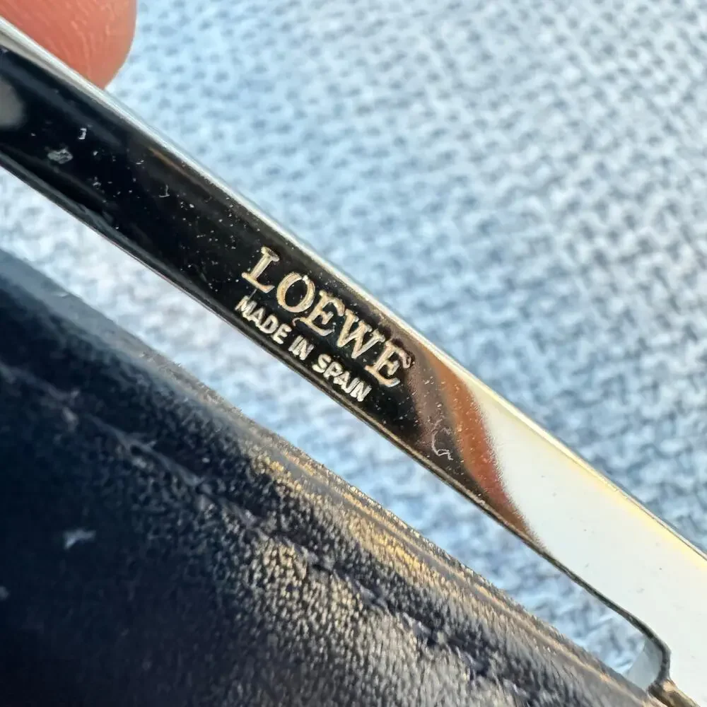 LOEWE calf leather Anagram logo Silver buckle belt Size 70 Spain Luxury Designer